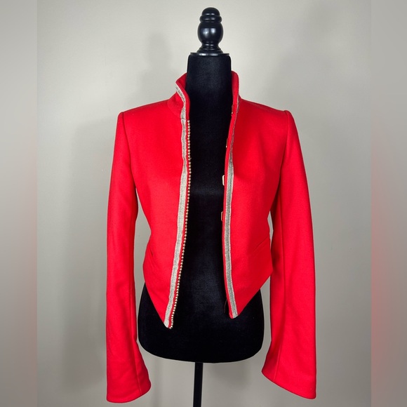 Juicy Couture Jackets & Blazers - Juicy Couture Jacket Blazer Red Cropped Military Style Asymmetrical Coat Y2K Top
